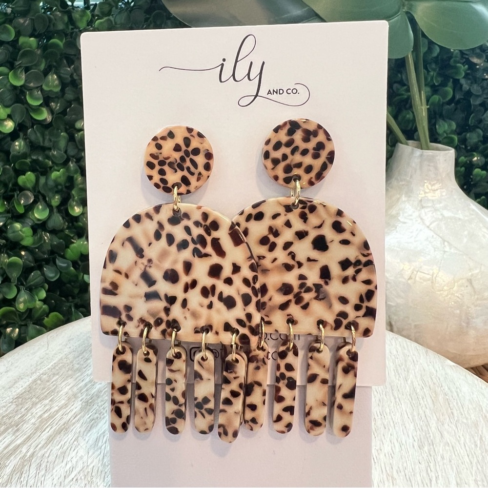 New Lightweight Leopard Print Statement Earrings | Acrylic | Post Back